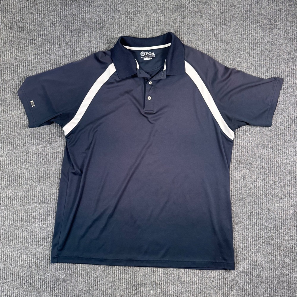 PGA Golf Polo Mens‎ XL Authentic Performance Shirt Athletic Fit Navy Blue